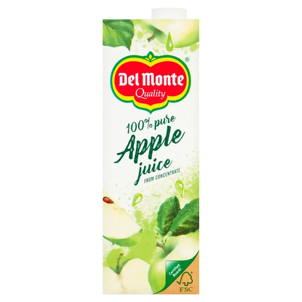 Del Monte 100% Pure Apple Juice 1 litre carton, front of pack