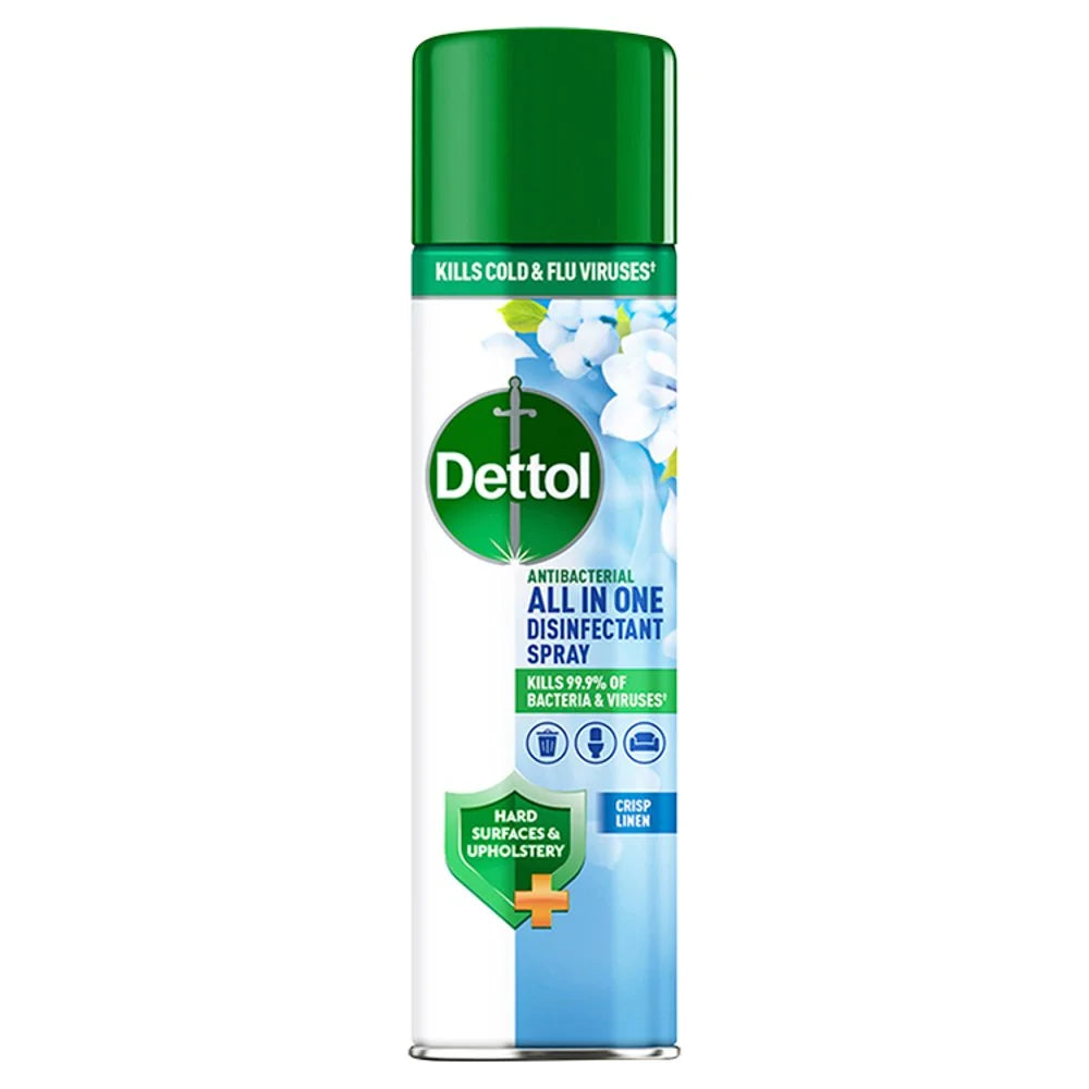 Dettol All-In-One Disinfectant Spray Crisp Linen 300ml, front of pack