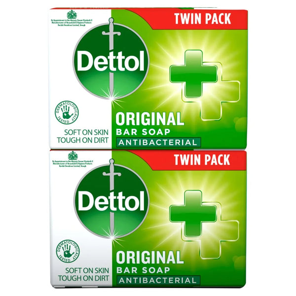 Dettol Antibacterial Bar Soap Original Twin Pack 2 x 100g, front of pack