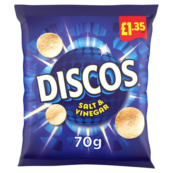 Discos Salt and Vinegar Crisps 70g, front of pack