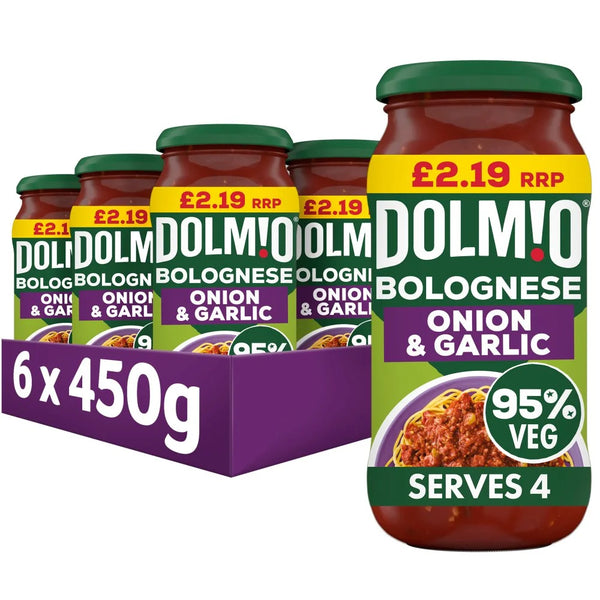 Dolmio Bolognese Onion and Garlic pasta sauce 450g, front of pack