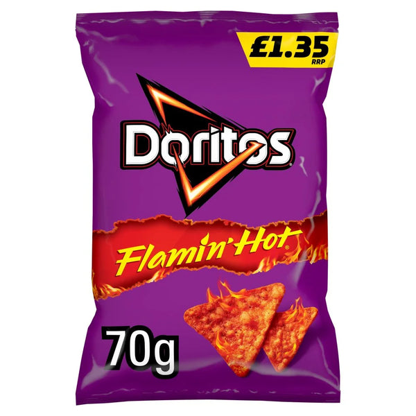 Doritos Flamin' Hot sharing bag crisps 70g, front of pack