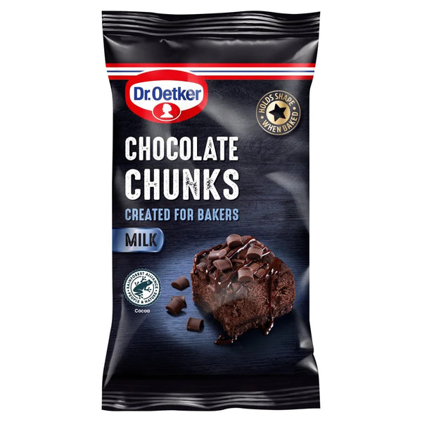 Dr. Oetker Chocolate Chunks Milk 100g, front of pack