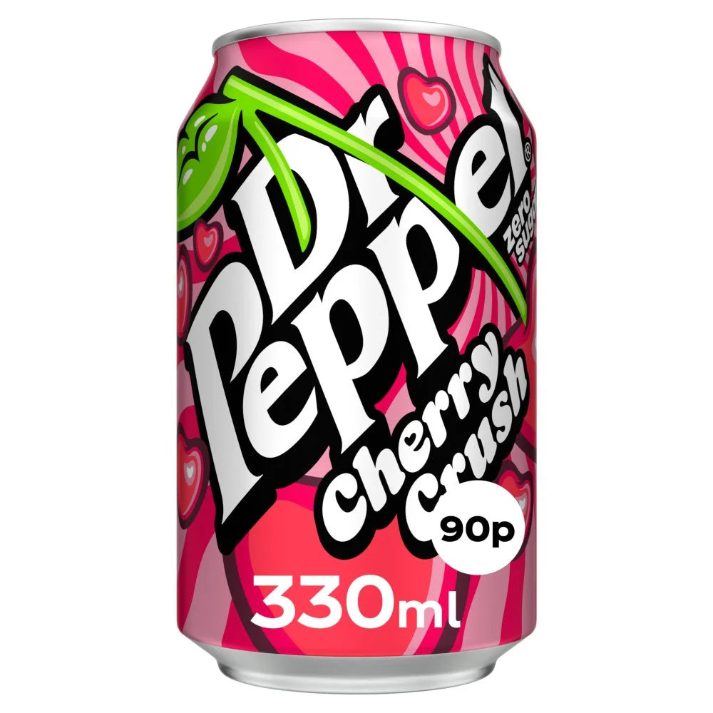 Dr Pepper Zero Cherry Crush 330ml Can, front of pack