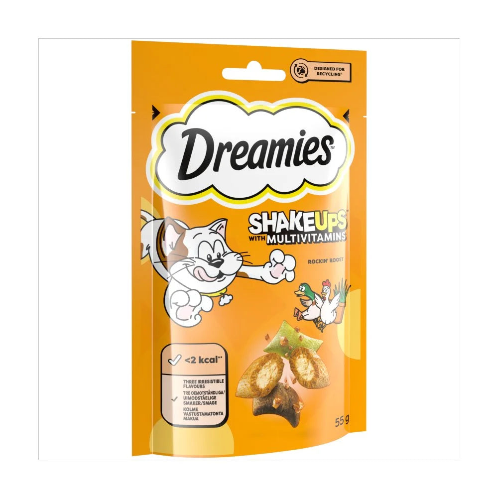 Dreamies Shake Ups Cat Treats Rockin' Roost 55g, front of pack