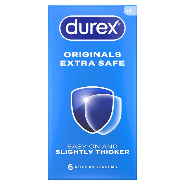 Durex Originals Extra Safe Regular Fit Condoms, box of 6, front of pack