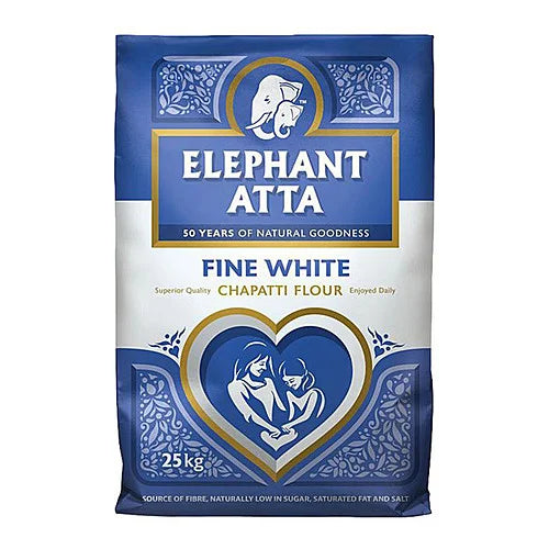 Elephant Atta White Flour 25kg, front of pack