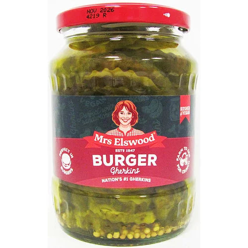 Elswood Burger Gherkins 330g, front of pack