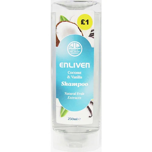 Enliven Coconut and Vanilla Shampoo 250ml, front of pack