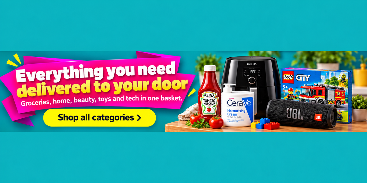 Everything you need delivered to your door. Shop all categories.