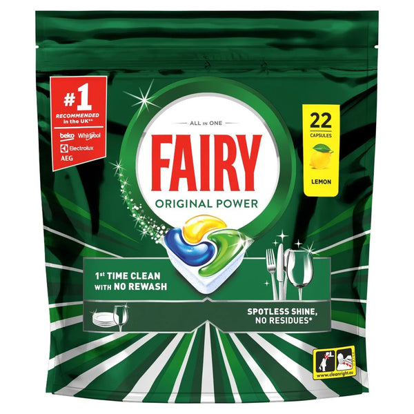 Fairy Original Power Dishwasher Tablets Lemon 22 tablets, front of pack