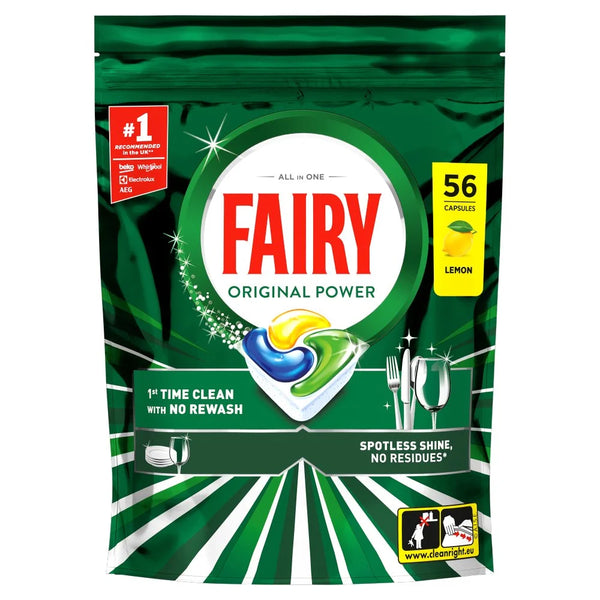 Fairy Original Power Dishwasher Tablets Lemon 56 tablets, front of pack