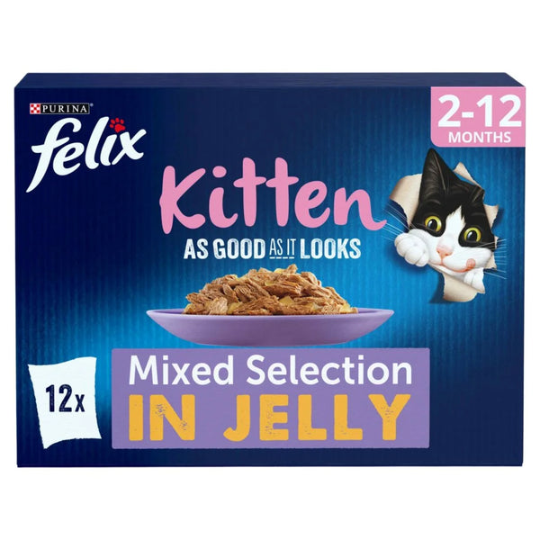 Felix As Good As It Looks Kitten Mixed in Jelly 12 x 85g, front of pack