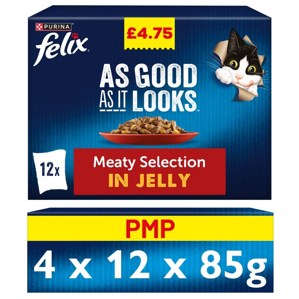 Felix As Good As It Looks Meaty Selection in Jelly Wet Cat Food 12x85g, front of pack