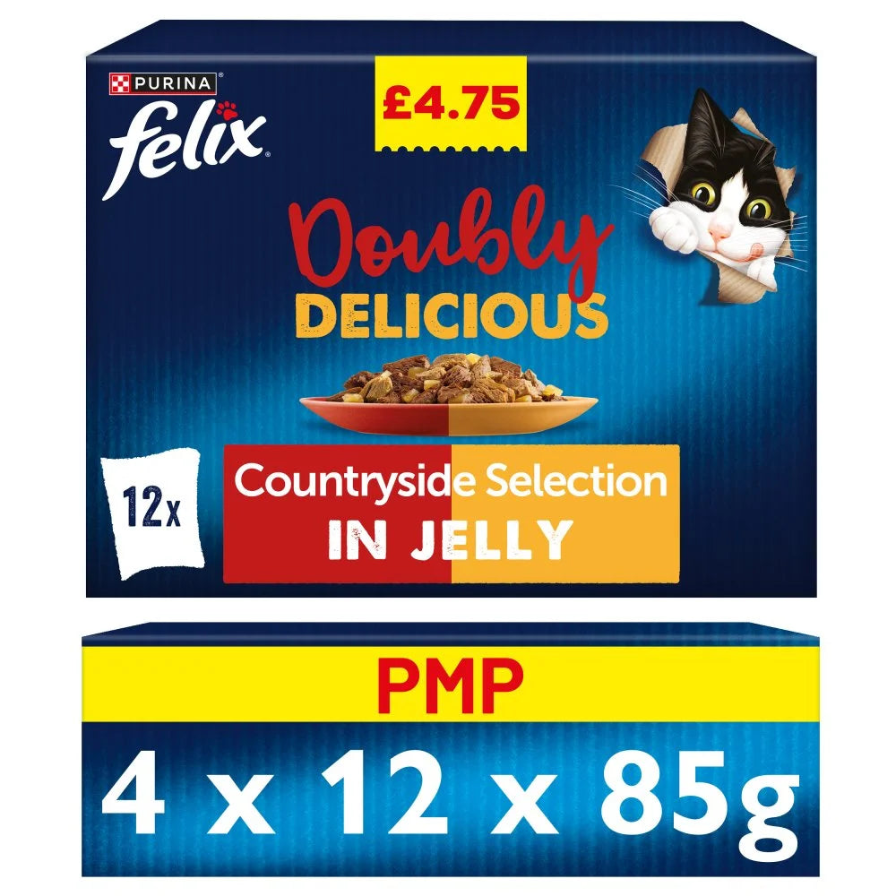 Felix Doubly Delicious Countryside Selection Wet Cat Food 12x85g, front of pack