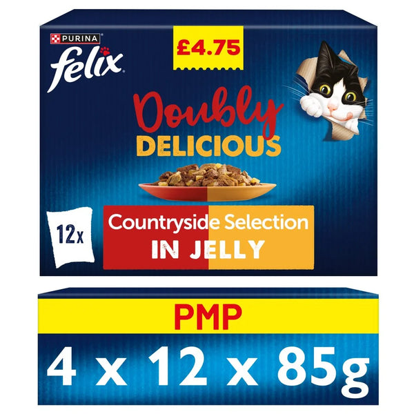 Felix Doubly Delicious Countryside Selection Wet Cat Food 12x85g, front of pack