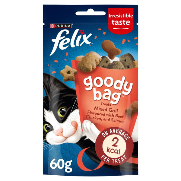 Felix Goody Bag Mixed Grill cat treats 60g, front of pack