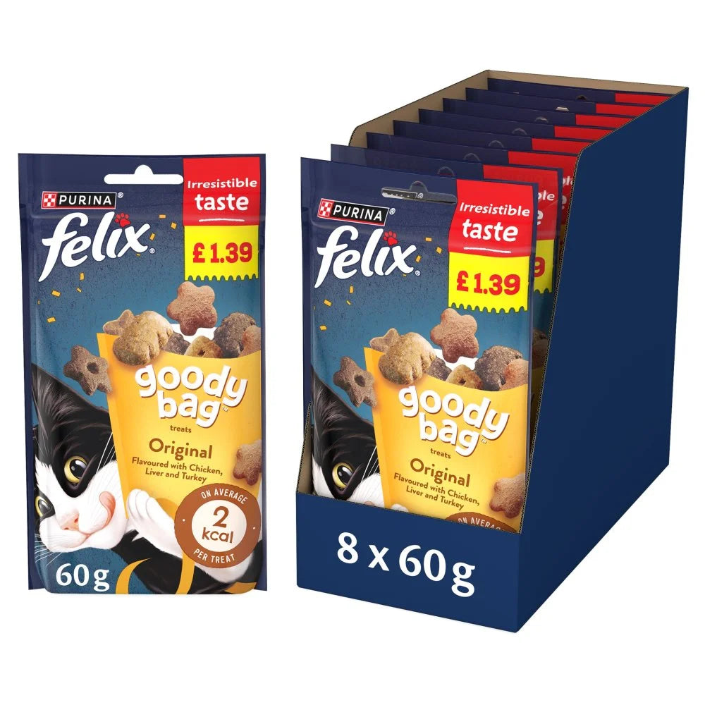 Felix Goody Bag Original Mix Cat Treats 60g, front of pack