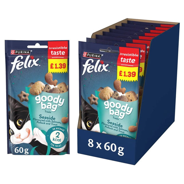 Felix Goody Bag Seaside Mix Cat Treats 60g, front of pack