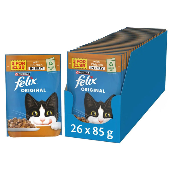Felix Original Chicken in Jelly Wet Cat Food 85g, front of pack