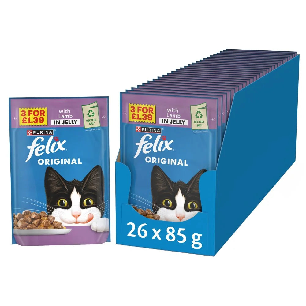 Felix Original Lamb in Jelly Wet Cat Food 85g, front of pack
