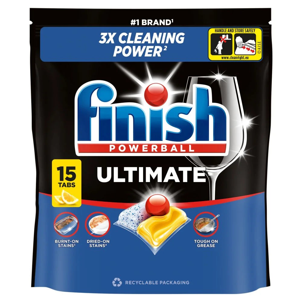 Finish Ultimate All In One Dishwasher Tablets Lemon 15 tabs, front of pack