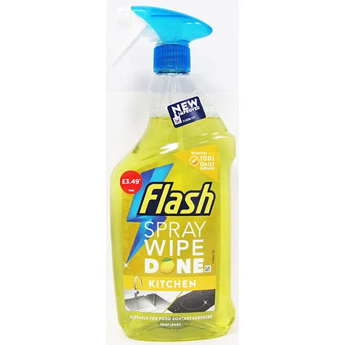 Flash Wipedone Crisp Lemon Kitchen Spray 800ml, front of pack