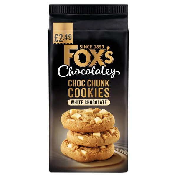 Fox's Chocolatey Choc Chunk Cookies White Chocolate 180g, front of pack
