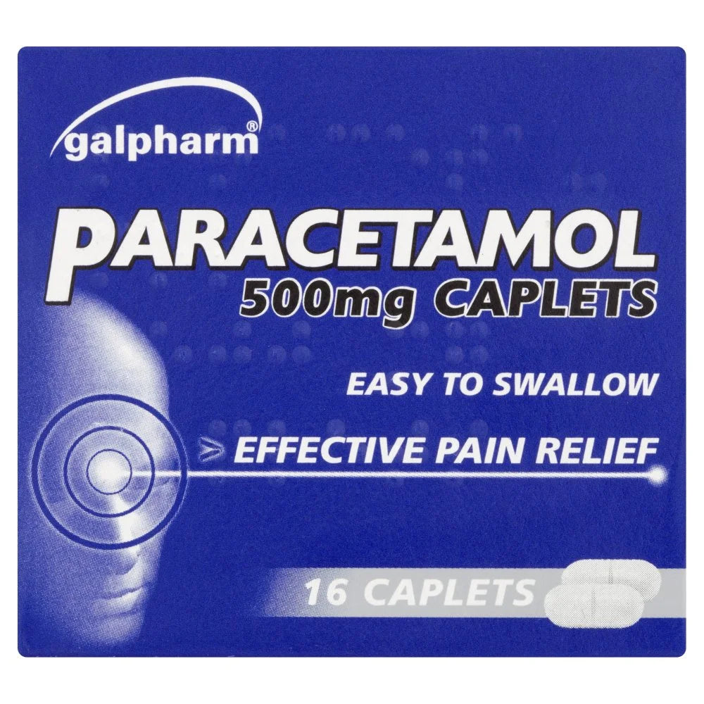 Galpharm Paracetamol 500mg caplets, 16 caplets, front of pack
