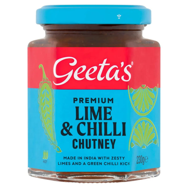 Geeta's Premium Lime & Chilli Chutney 230g, front of pack