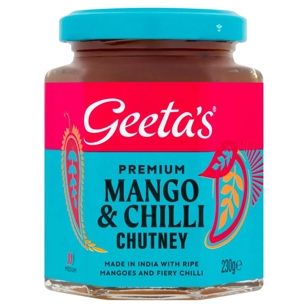 Geeta's Premium Mango & Chilli Chutney 230g, front of pack