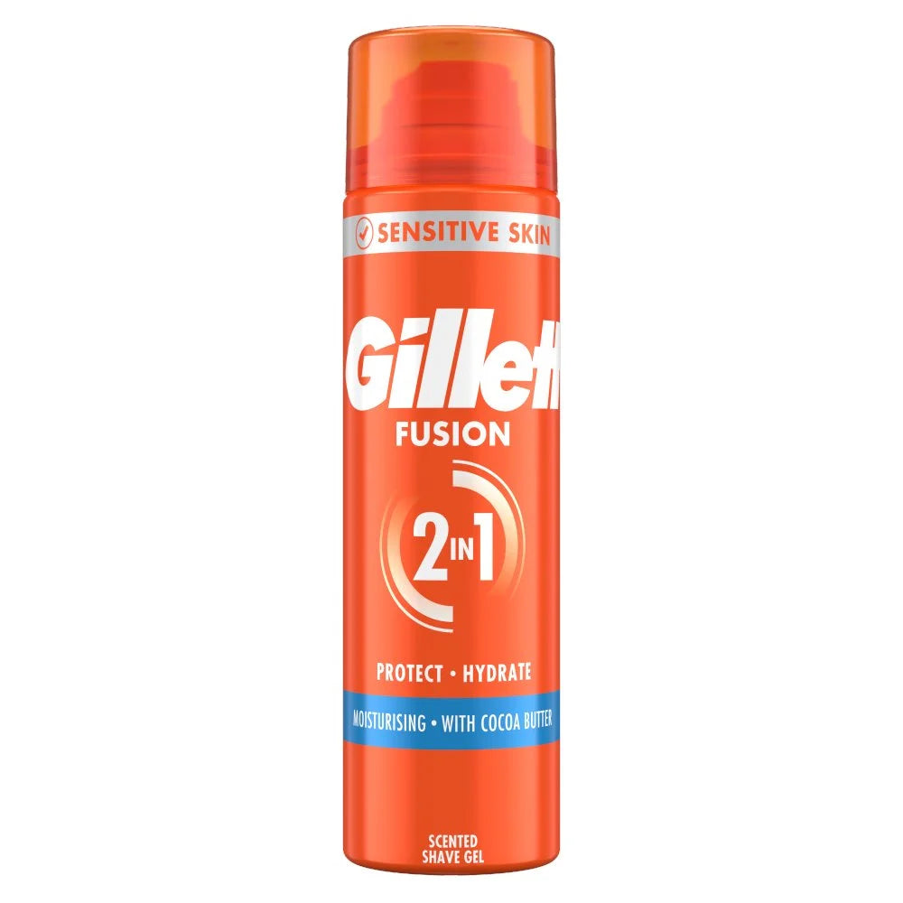 Gillette Fusion Moisturising Shave Gel 200ml, front of pack