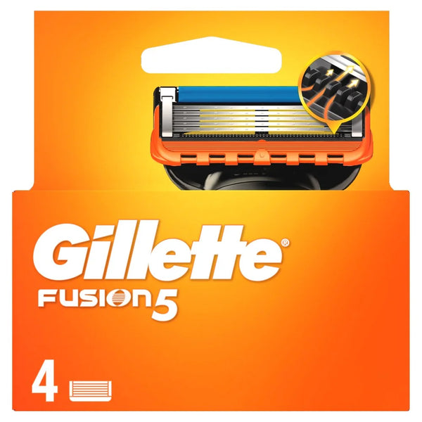 Gillette Fusion5 Razor Refills for Men x4, front of pack