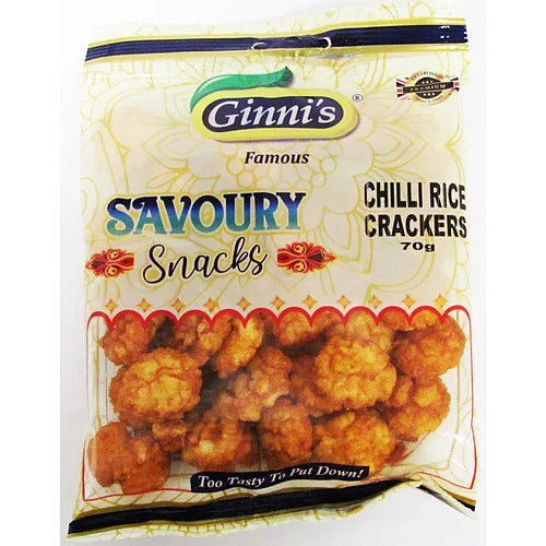Ginni's Rice Chilli Crackers 70g, front of pack
