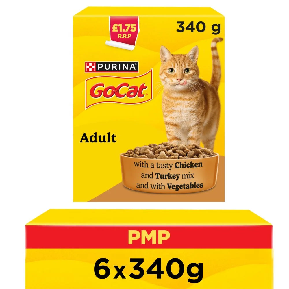 Go-Cat Chicken and Turkey Dry Cat Food 340g, front of pack