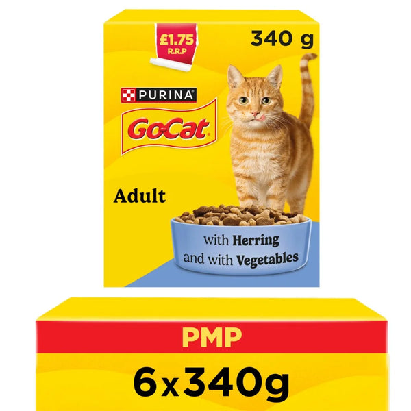 Go-Cat Herring with Vegetables Dry Cat Food 340g, front of pack
