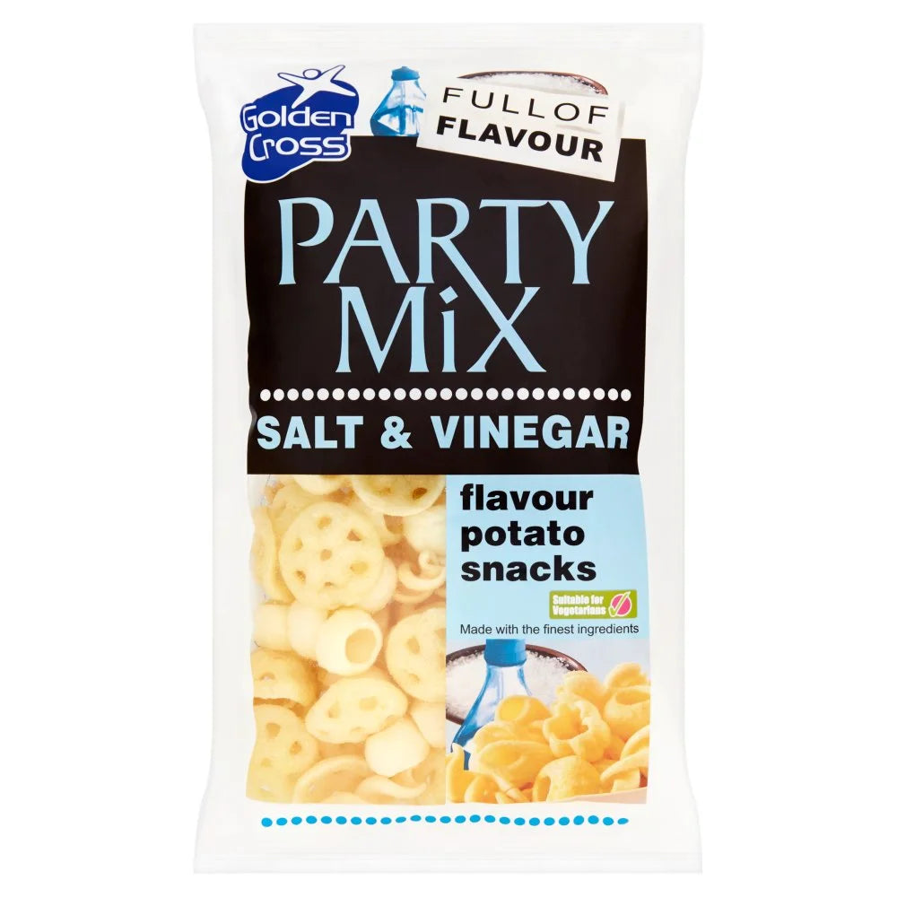Golden Cross Party Mix Salt & Vinegar Potato Snacks 125g, front of pack