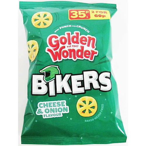 Golden Wonder Bikers Cheese & Onion snack 22g, front of pack