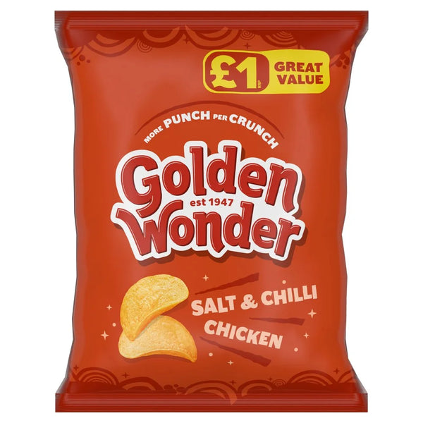 Golden Wonder Salt and Chilli Chicken Crisps 57g, front of pack