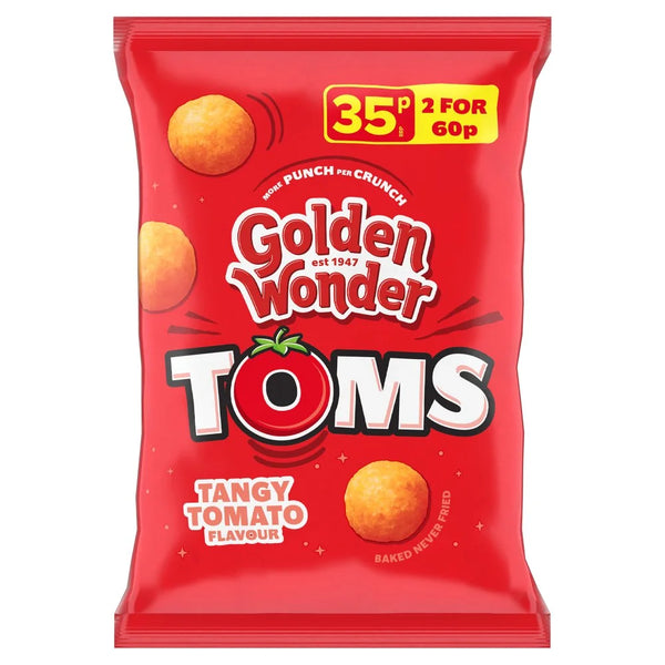 Golden Wonder Tangy Tomato Flavour Toms 22g, front of pack