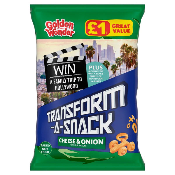 Golden Wonder Transform-A-Snack Cheese & Onion Flavour Snacks 56g, front of pack