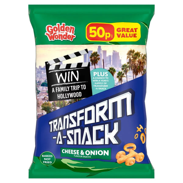 Golden Wonder Transform-A-Snack Cheese & Onion Snacks 27g, front of pack