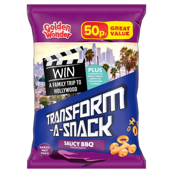 Golden Wonder Transform-A-Snack Saucy BBQ Flavour Snacks 27g, front of pack