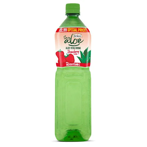 Grace Aloe Vera Strawberry Drink 1.5L, front of pack