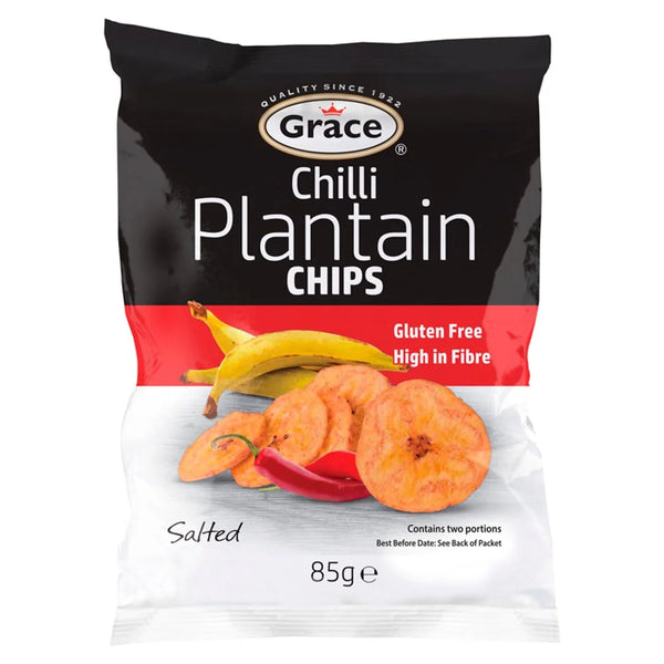 Grace Chilli Plantain Chips Salted 85g, front of pack