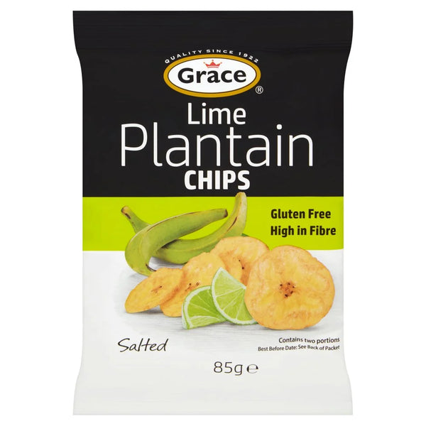Grace Lime Plantain Chips 85g, front of pack