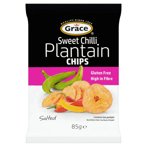 Grace Salted Sweet Chilli Plantain Chips 85g, front of pack
