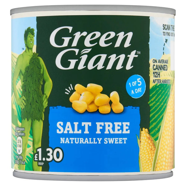 Green Giant Salt Free Sweetcorn 340g, front of pack