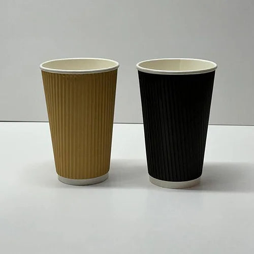 Green Leaf 12oz Black Ripple Cups, pack of 25, front of pack