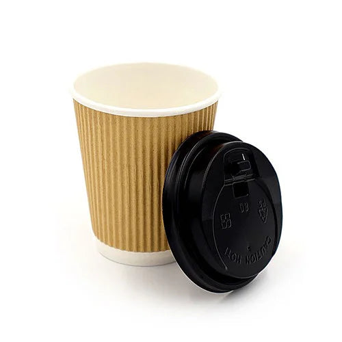 Green Leaf 8oz Kraft Ripple Cups, pack of 25, front of pack